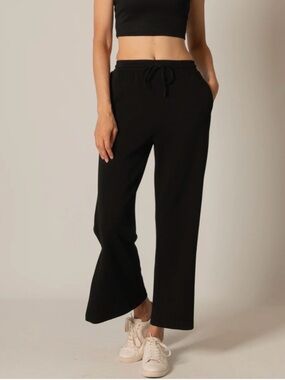 P.CILL tru side binding wide leg pants in black